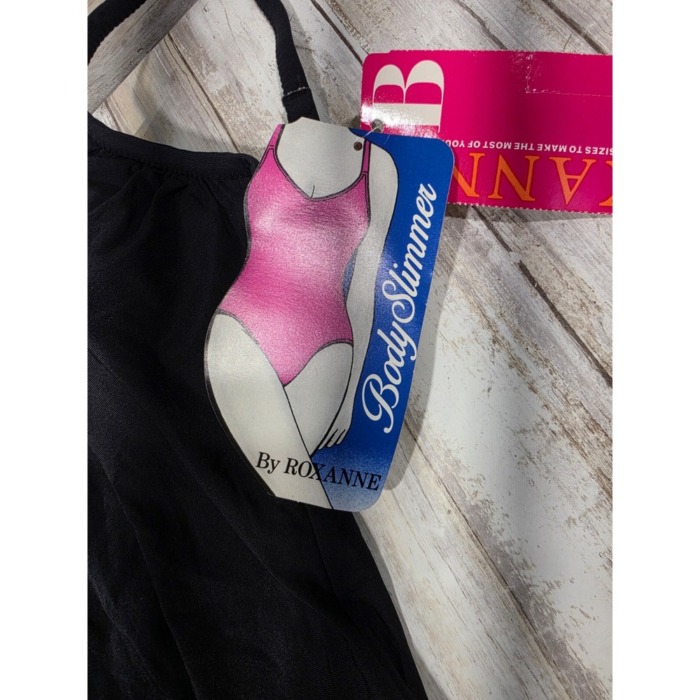 Vintage Roxanne Body Slimmer One Piece Swimsuit Black Bra Sized 34B NWT USA - Picture 3 of 9